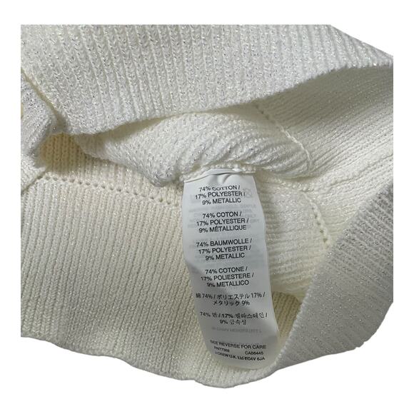 J.Crew Women’s Shimmer Ribbed Wrap Cardigan Sweater Size Medium Ivory White NWOT - Picture 6 of 10